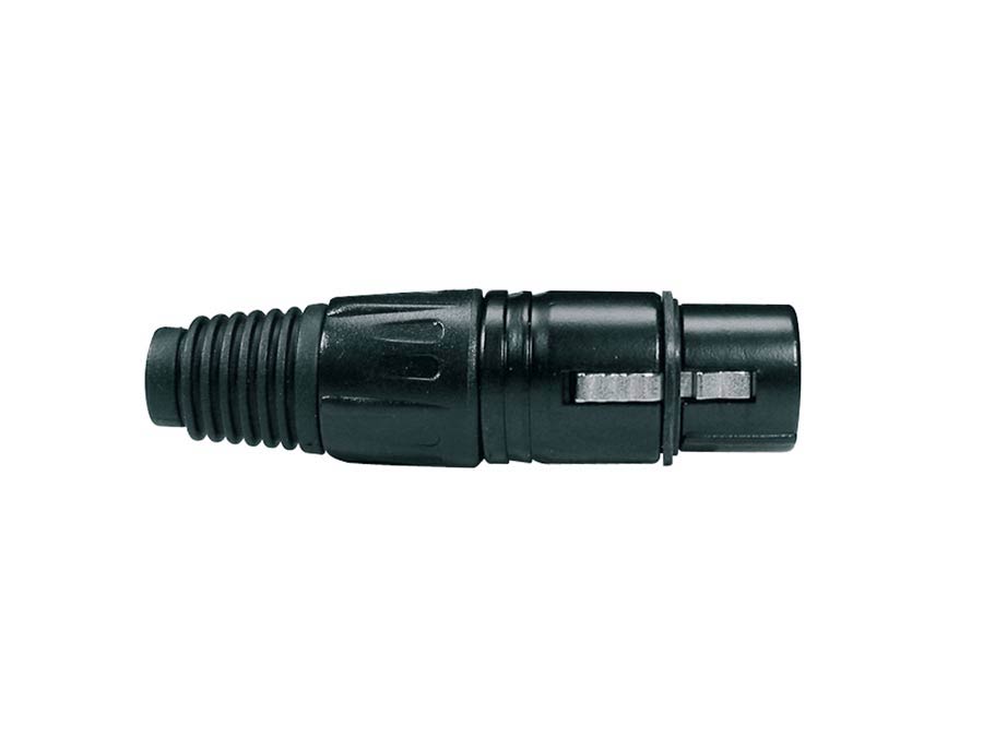 Xlr plug, female, 3-pole, black cable cap, black