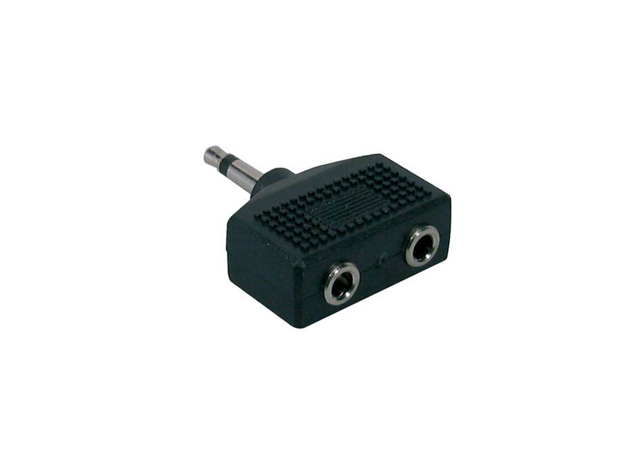 Adaptor, 2 x 3,5 jack female mono, 3,5mm jack male mono