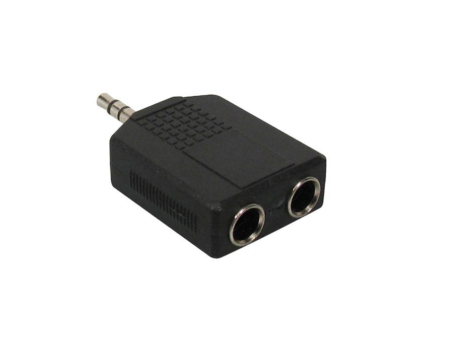 Adaptor, 2 x 6,3 jack female stereo, 3,5mm jack male stereo