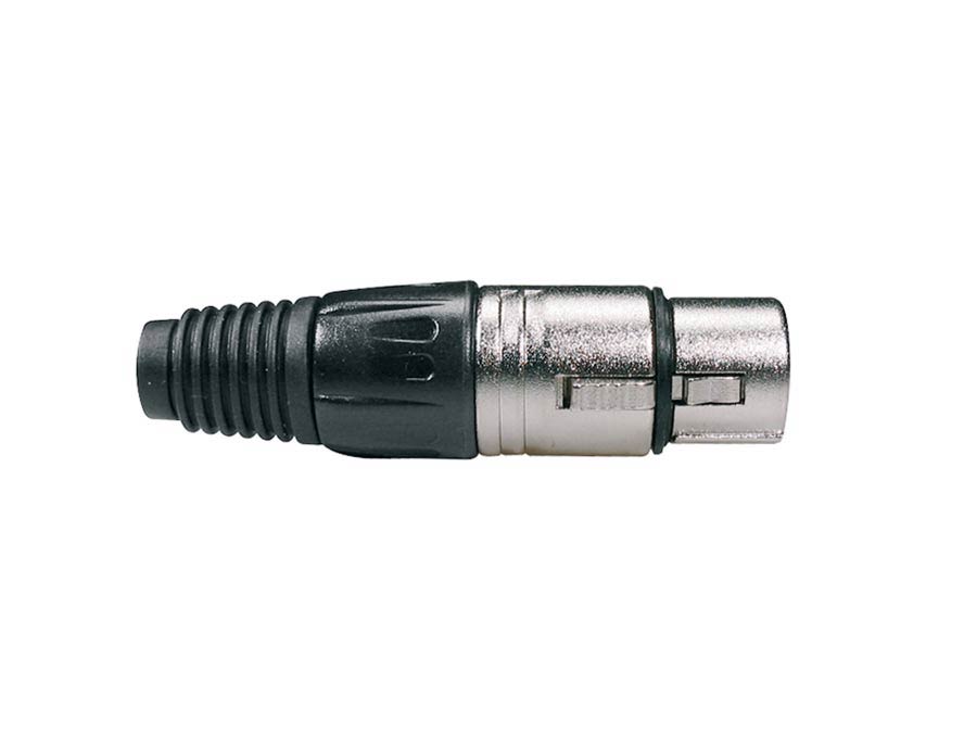 Xlr plug, female, 3-pole, black cable cap, nickel