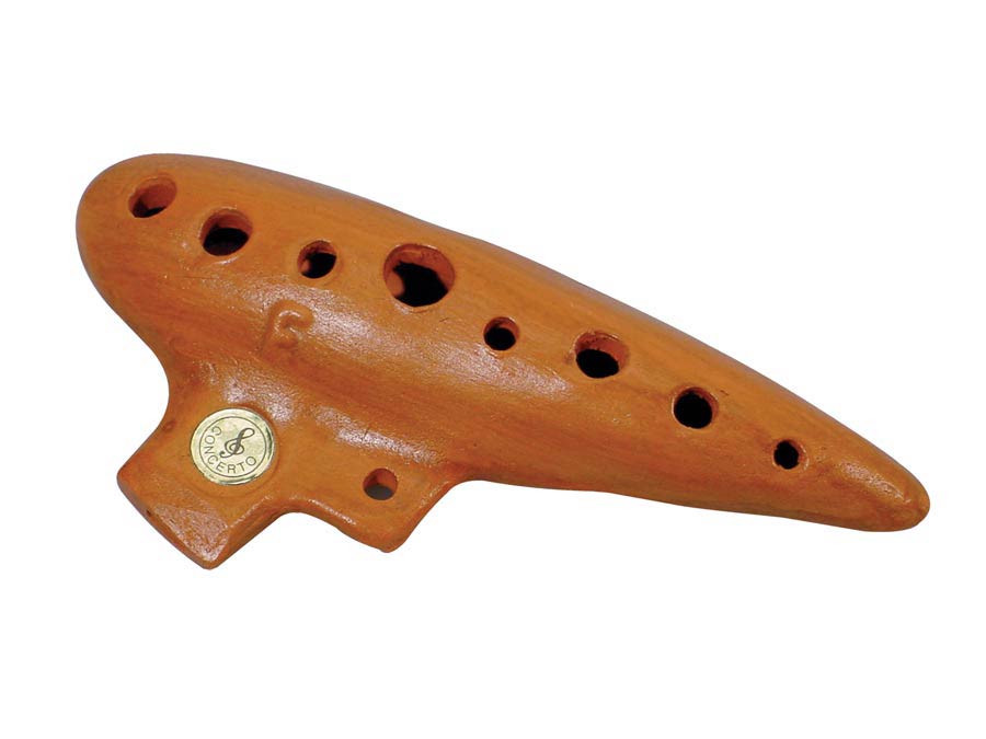 Ocarina, ceramic, with bag, key: F, 15 cm