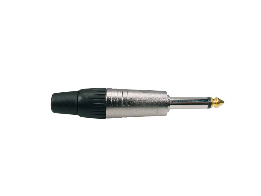 Jack plug, 6,3mm, 2-pole, rubber 7,5mm, aluminium