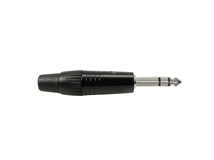 Jack plug, 6,3mm, 3-pole, rubber 7,5mm, aluminium black