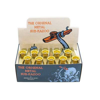 Generation kazoo display box, with 30 metal kazoos, gold