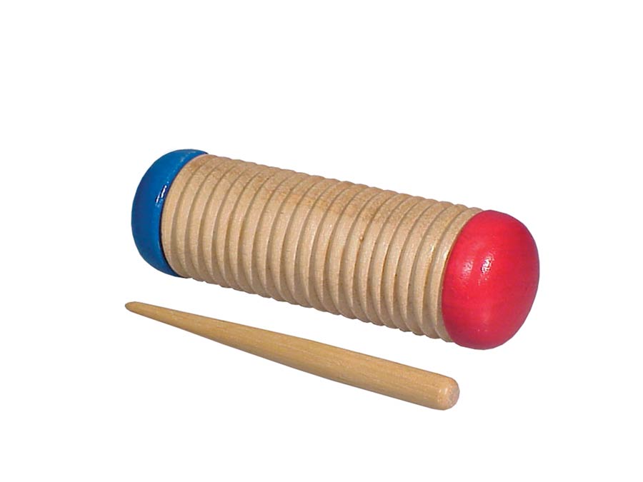 Guiro shaker, wood, oval model, small, with pua