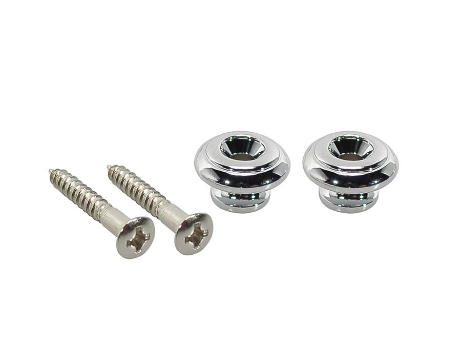 Strap buttons, metal, with screw, v-model, diameter 15mm, 2-pack, chrome