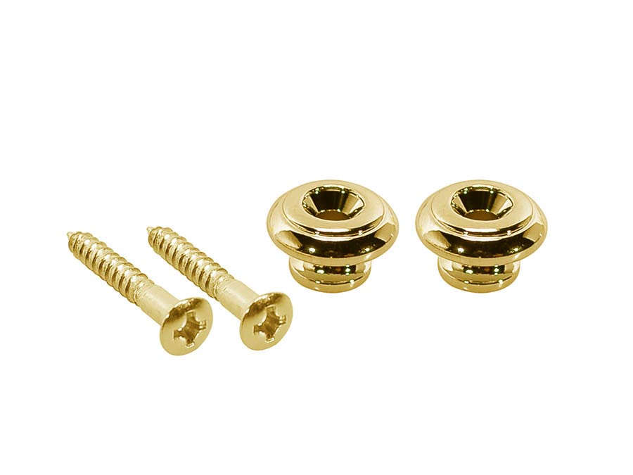 Strap buttons, metal, with screw, v-model, diameter 15mm, 2-pack, gold