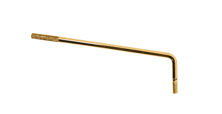 Tremolo arm, 6mm thread, 6mm arm diameter, ribbed tip, gold