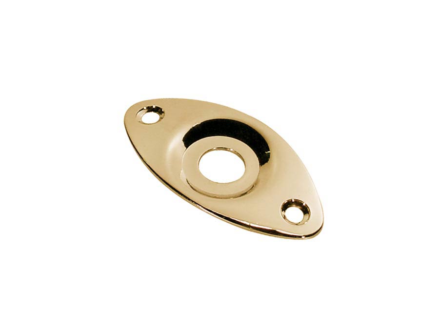 Jack plate, football shape, recessed hole, slanted metal, gold