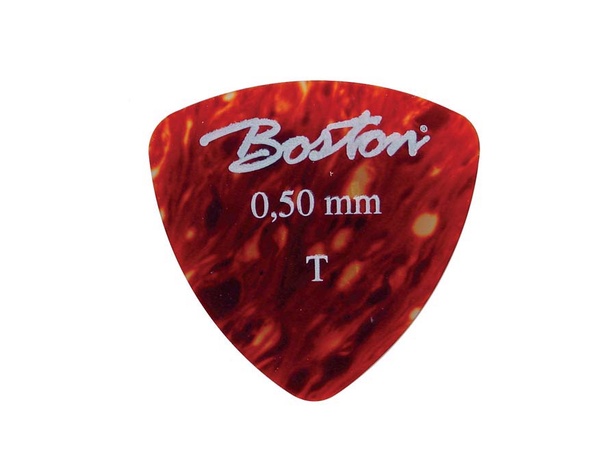 Picks, celluloid, tortoise, standard triangle model, 24-pack, thin, 0.50 mm.