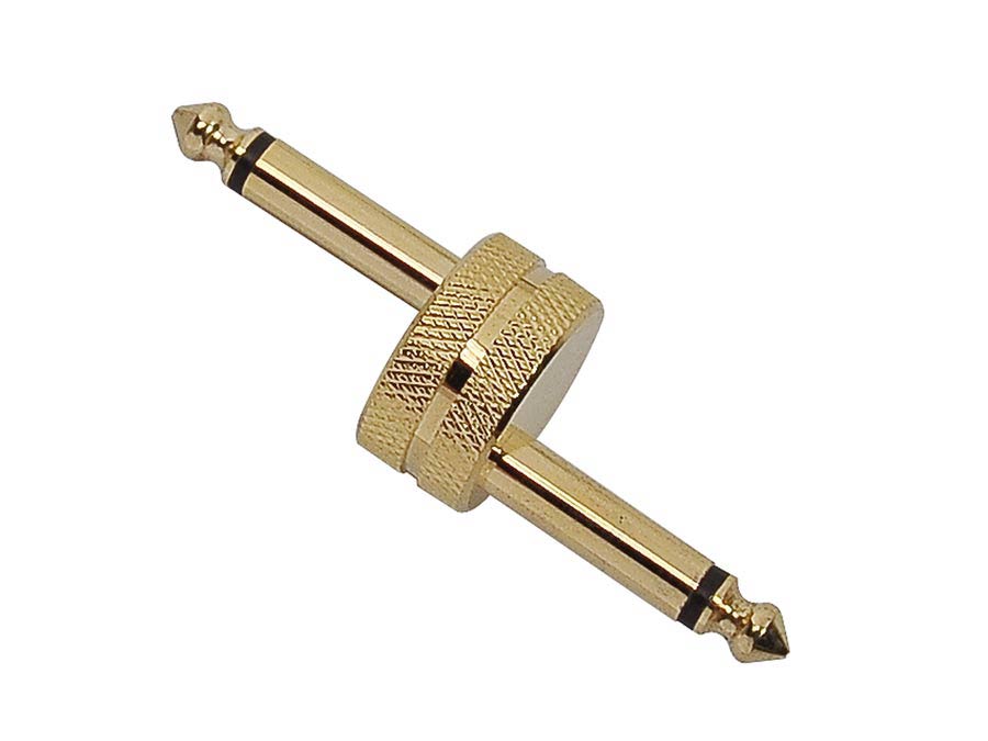 Adaptor, 6,3mm jack male mono, 6,3mm jack male mono, gold metal