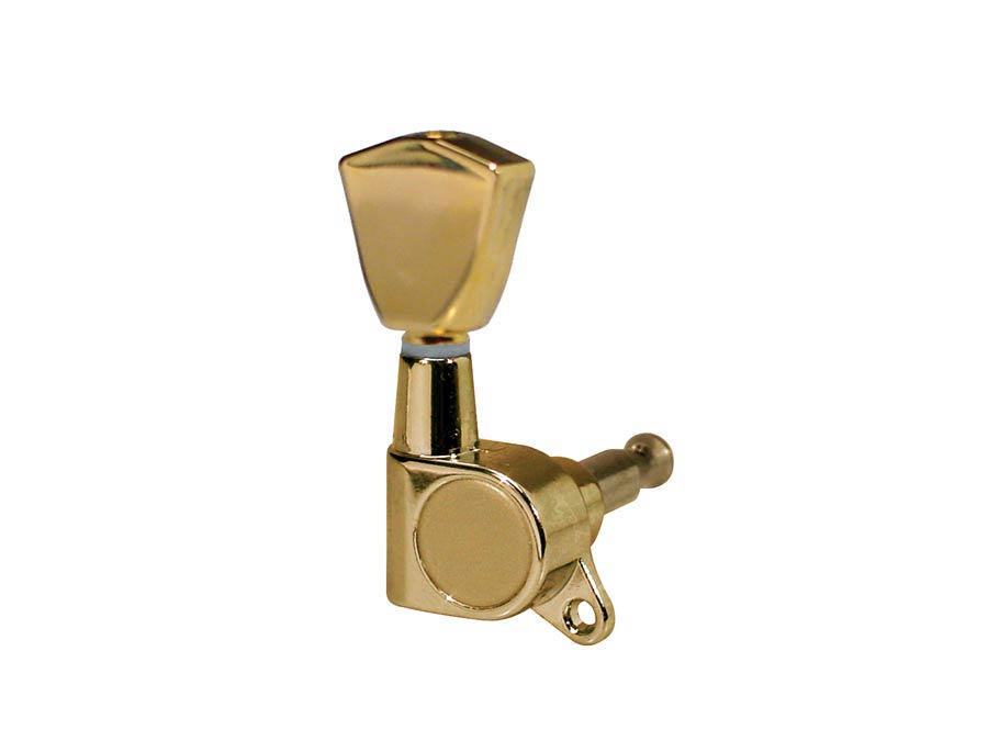 Machine heads for guitar, die cast, 3x left+3x right, deluxe buttons, gold