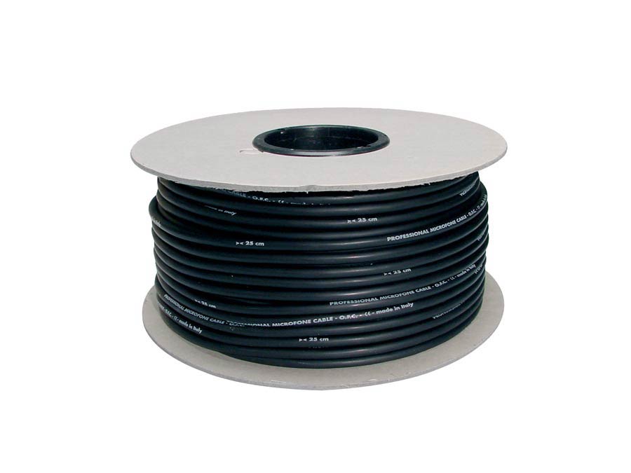 Microphone cable, black, roll, 100 meter, 6mm diameter