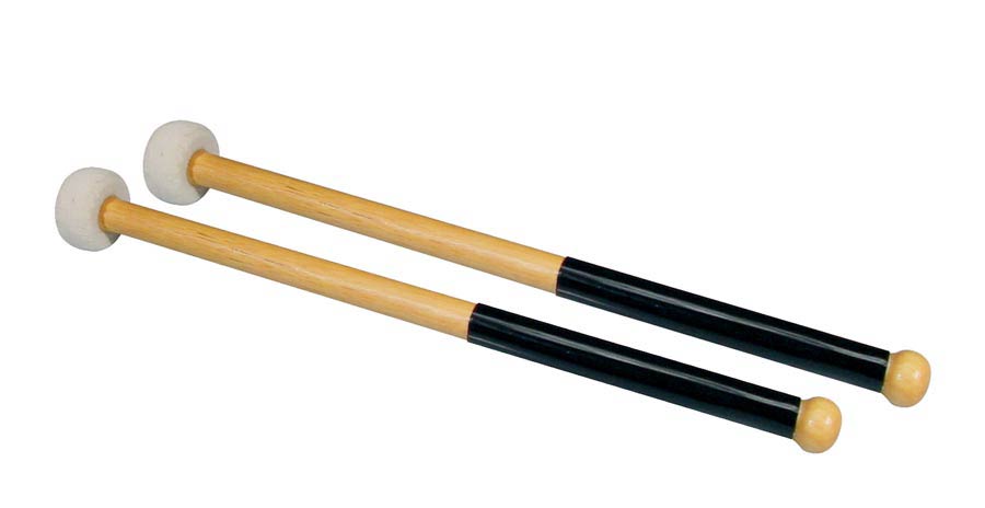 Timpani mallets, pair, hard felt head (3,7 cm.), wooden shaft (30 cm.)