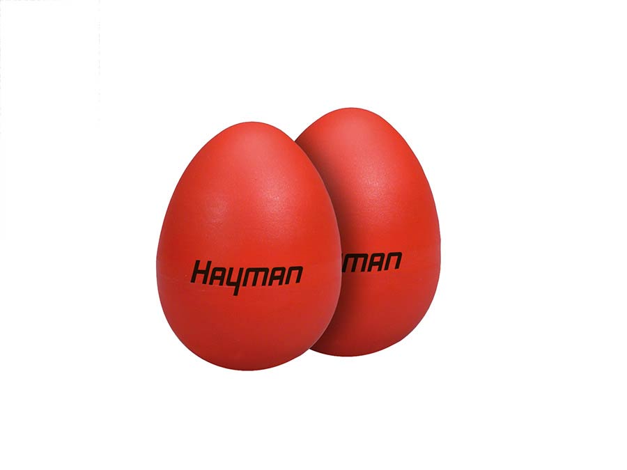 Shaker eggs, plastic, pair, red, 20 grams