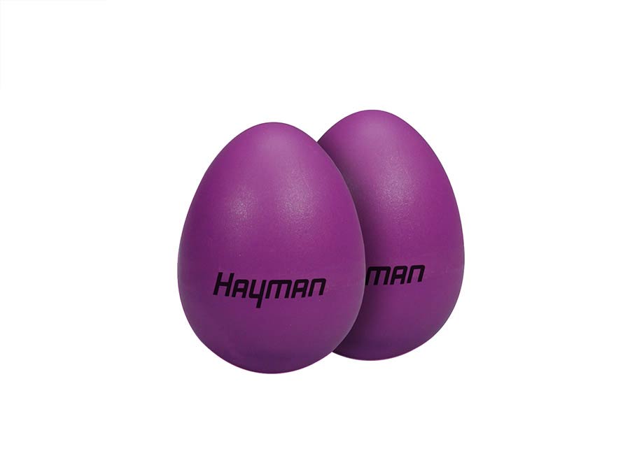 Shaker eggs, plastic, pair, purple, 25 grams