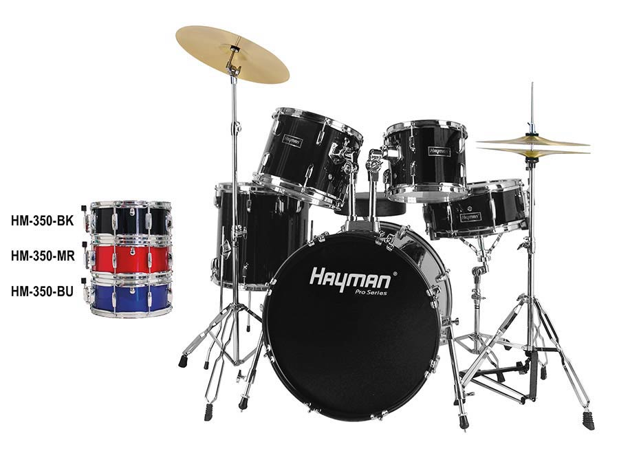 Pro Series 5-piece fusion drum kit, double braced stands, drum throne and cymbals included, metallic blue
