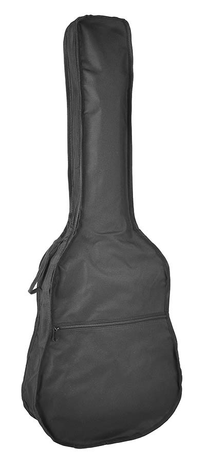 Bag for classic guitar, unpadded, nylon, 2 straps, large pocket, black, 3/4-scale