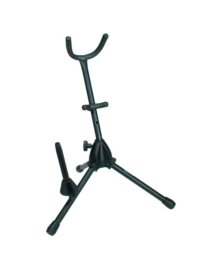 Saxophone stand, suitable for alto or tenor, black, foldable, with clarinet cone