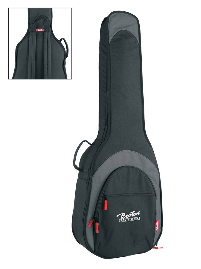 Super Packer Gig bag for acoustic bass guitar, 25 mm. padding, multiple pockets, black and grey
