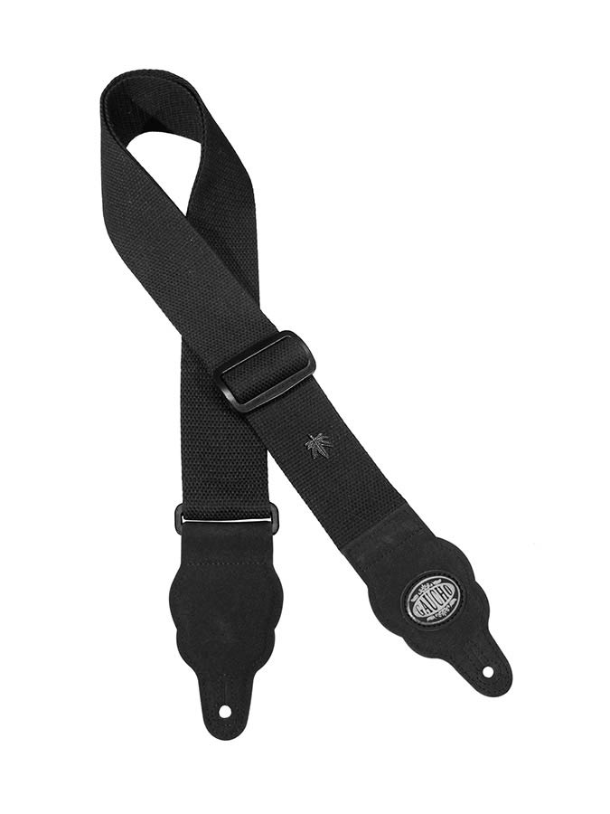 Grass Series Guitar strap, hemp with black slips, black