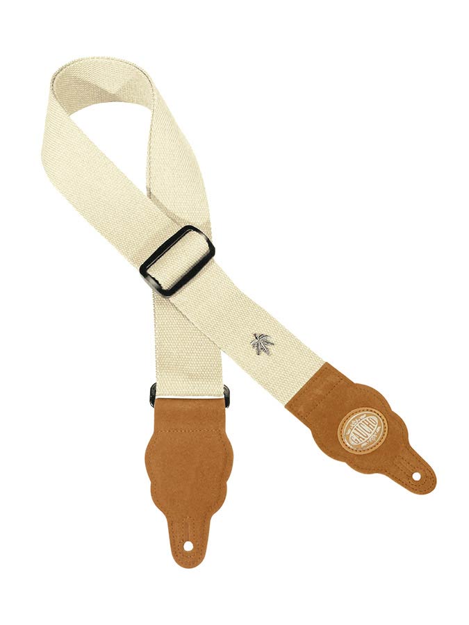 Grass Series Guitar strap, hemp with brown slips, natural