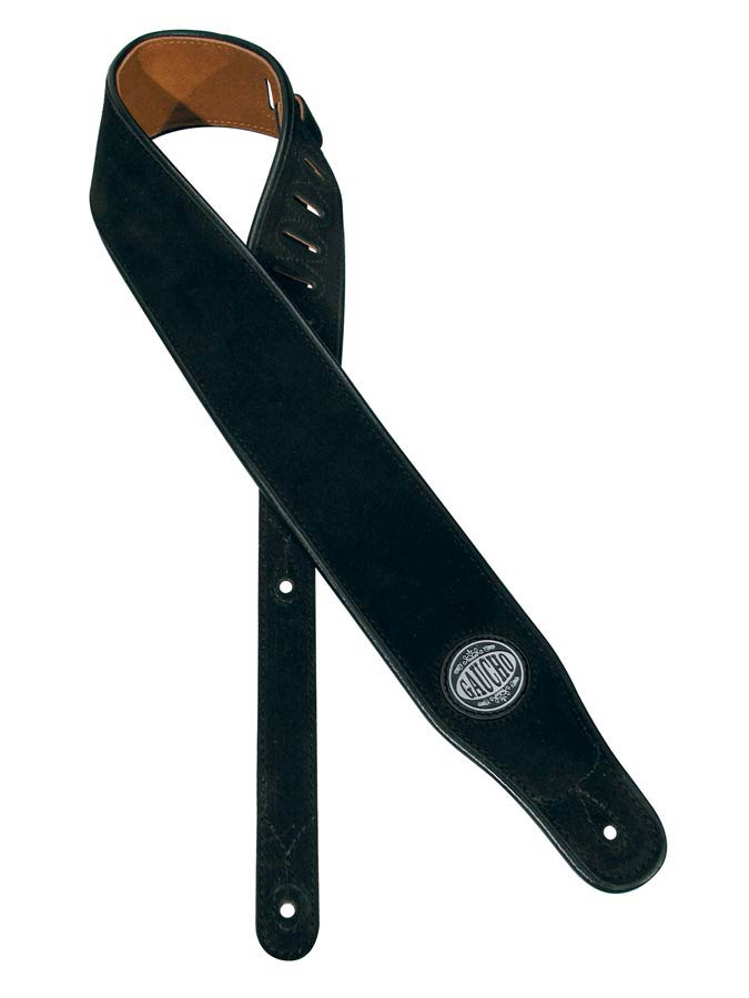 Stylish Deluxe Series Guitar strap, natural back, black suede