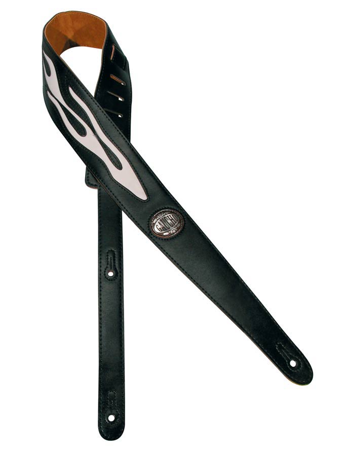 Silhouet Series Guitar strap, black, white flame design