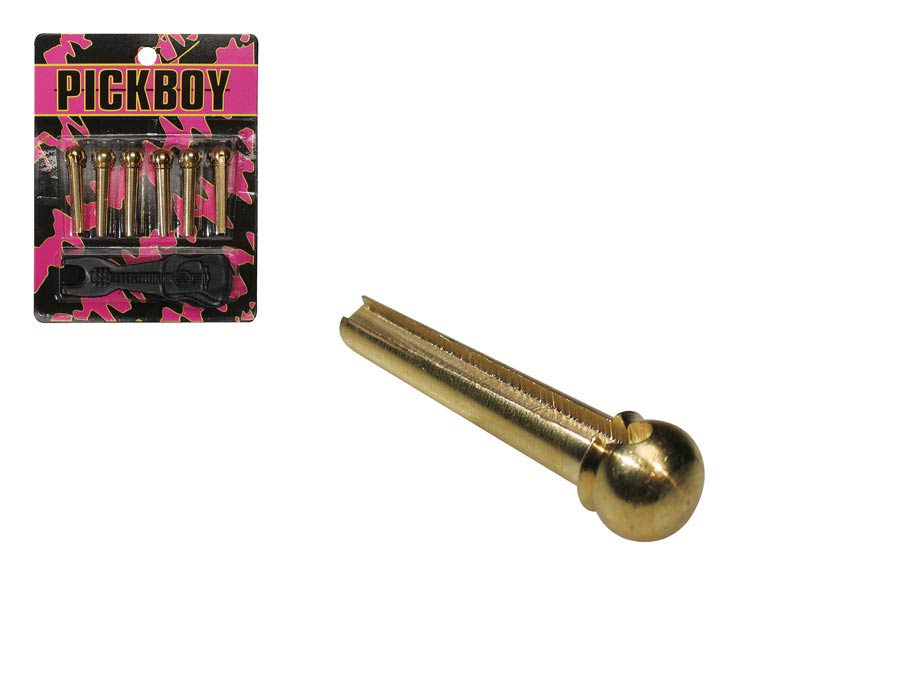 Bridge pins, with extractor, 6-pack, brass