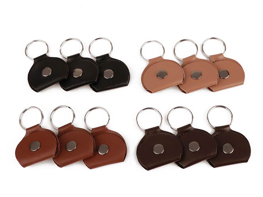 keyrings with leather pick holder, without picks, 12 pack