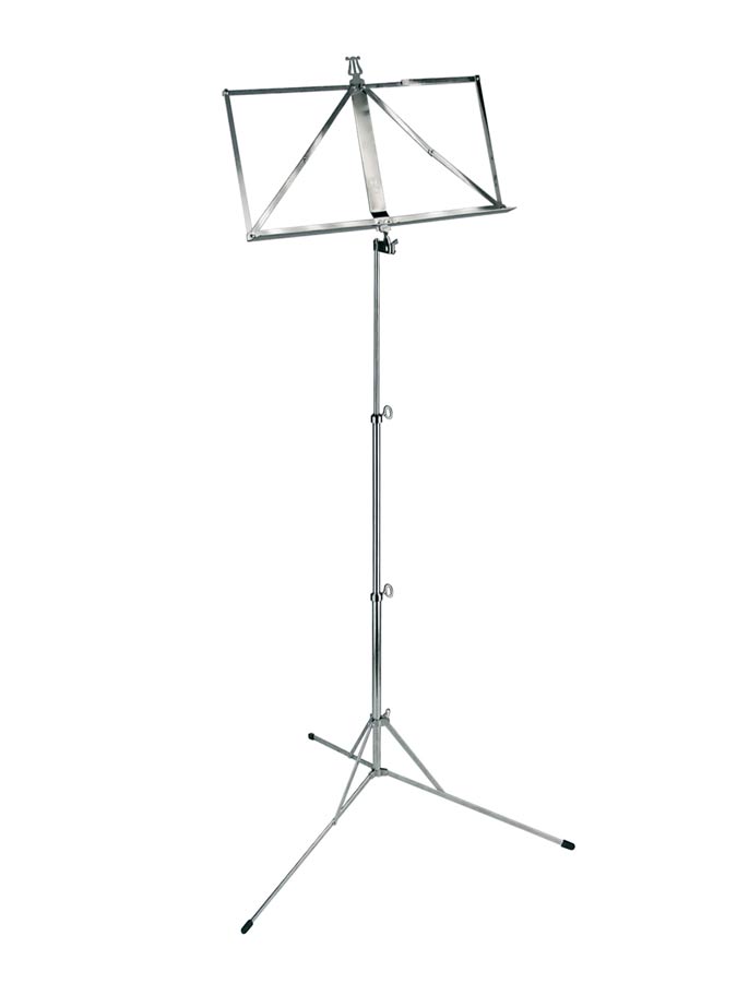 Music stand, foldable, extra high, nickel plated