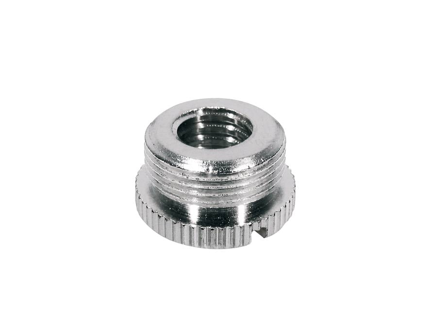 Mic stand thread adapter, 3/8 female to 5/8 male with grip ring