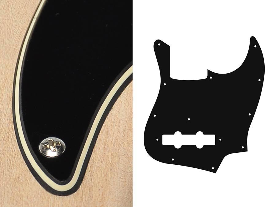 Pickguard, Jocker bass, standard, 3 ply, black and cream