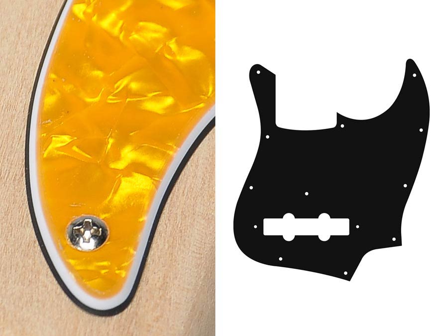 Pickguard, Jocker bass, standard, 3 ply, pearl yellow