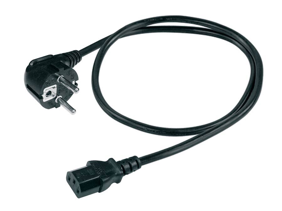 Power cable, black, 3 x 1,0 mm, 2 europlug, 250 volt, 1.8 meter