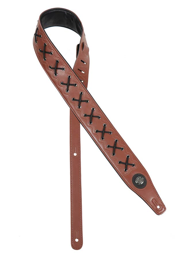 Buffalo Lace Series Guitar strap, top quality leather and lace, brown
