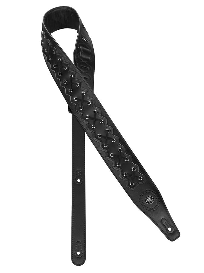 Buffalo Lace Series Guitar strap, top quality leather and lace, black