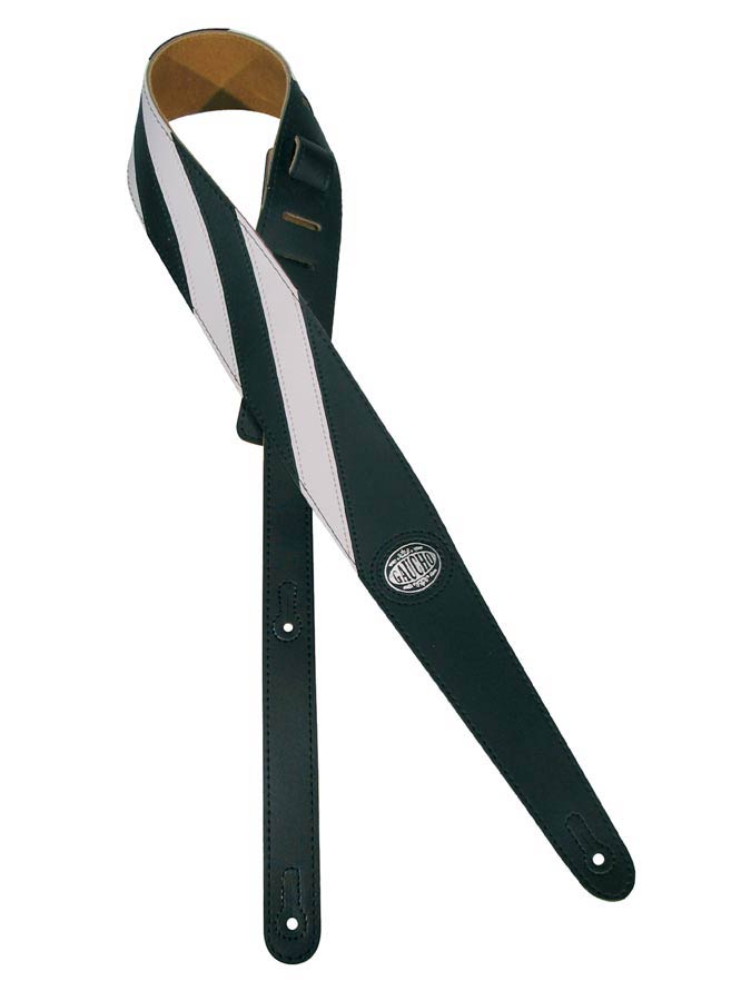 Two Tone Series Guitar strap, black and white, white stripes design