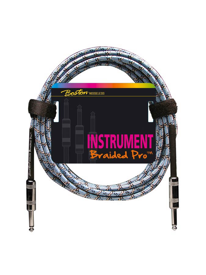 Braided Pro Instrument cable, vintage blue, 2 x jack metal, 3 meter