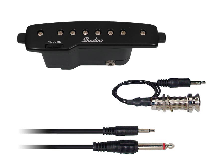 Active soundhole pickup, black humbucker with 4 meter cable, 3v battery, volume, soundhole 9-11cm