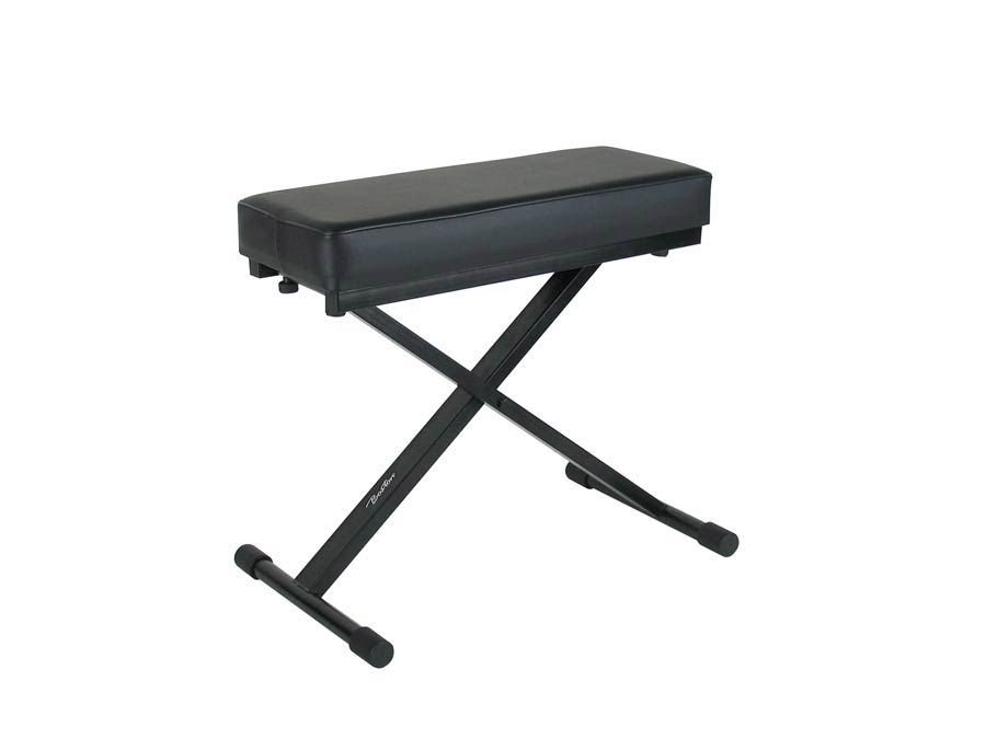 Keyboard bench, X-model, with EZ adjust, leather look seat (53x24 cm.), black