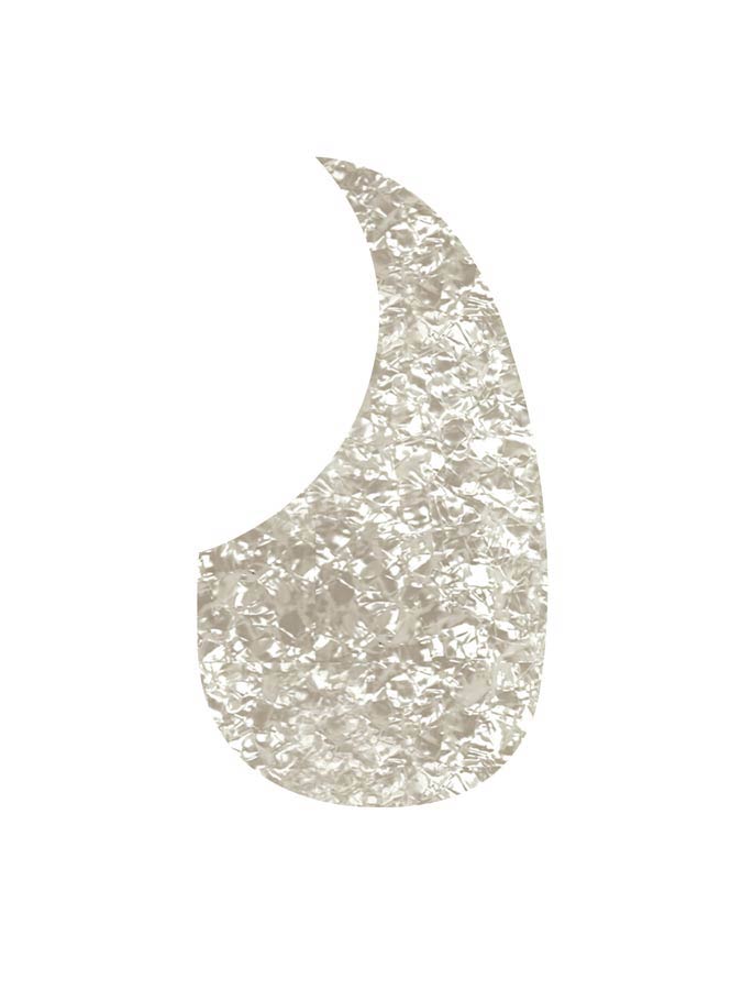 Pickguard, acoustic, teardrop model, self adhesive, pearl white