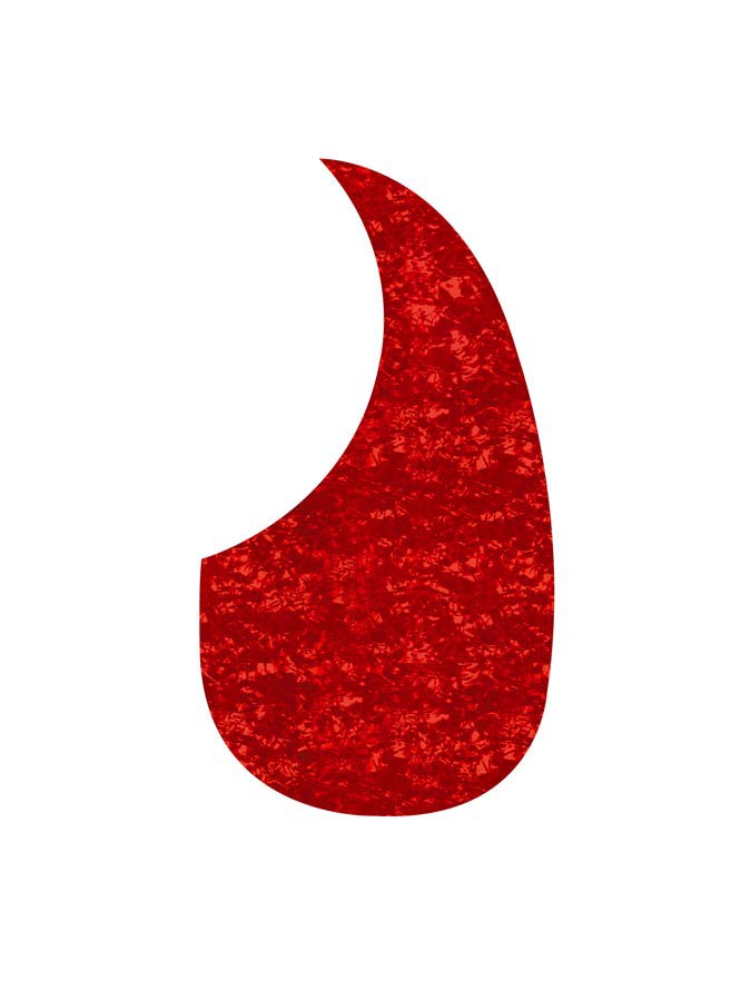 Pickguard, acoustic, teardrop model, self adhesive, pearl red