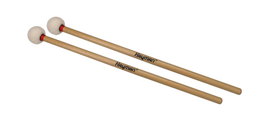 Timpani mallets, 380 mm. maple handle, pair, 35 mm. soft wood core head, wool felt