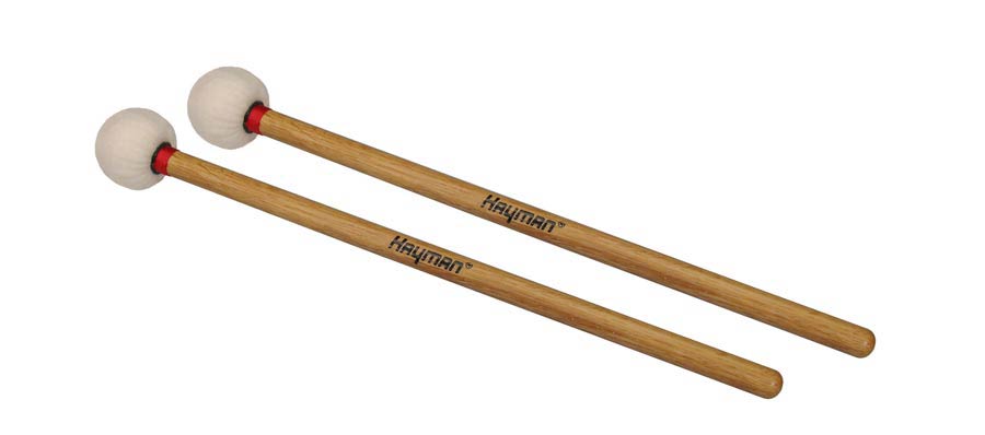 Timpani mallets, 380 mm. oak handle, pair, 32 mm. soft wood core head, wool felt