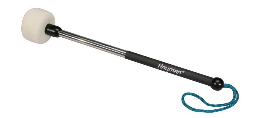 Bass drum mallet, 355 mm. metal handle, rubber grip, 60 mm. felt core head