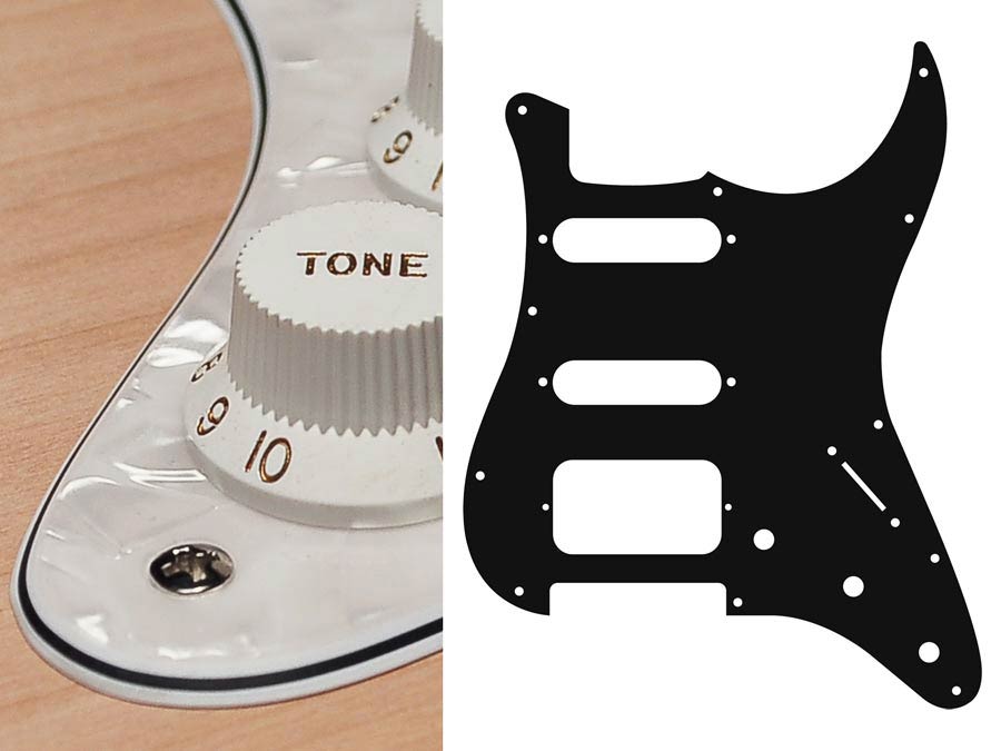 Pickguard, Stallion, SSH, 3 pot holes, 3-5 switch, 4 ply, pearl white