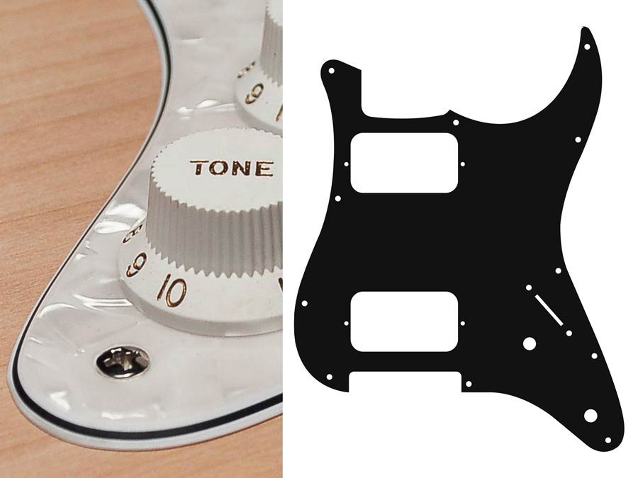 Pickguard, Stallion, HH, 2 pot holes, 3-5 switch, 4 ply, pearl white