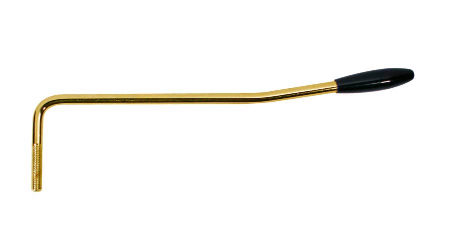 Tremolo arm, 5mm thread, left handed, 5mm arm diameter, black cap, gold