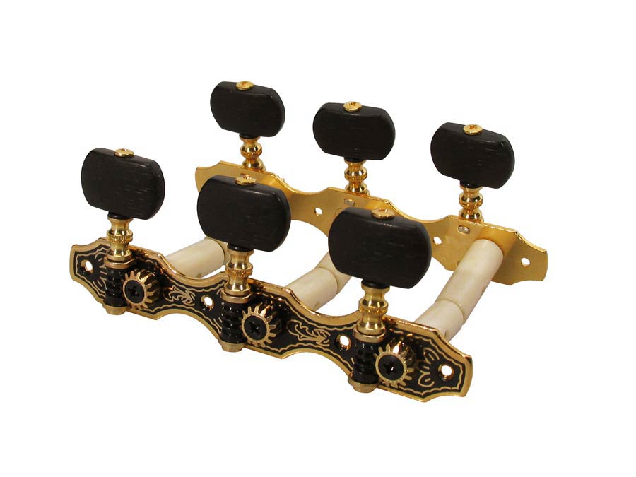 Genuine replacement part set of machine heads 3L3R, gold with black pegs, for model 80, 90, 110, 13